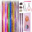 Hersun Hair Tinsel Kit 12 Colors 3800 Strands 48in With Tools Heat Resistant Glitter Tinsel Christmas Hair Accessories Sharking Hair Extensions For Girls & Women