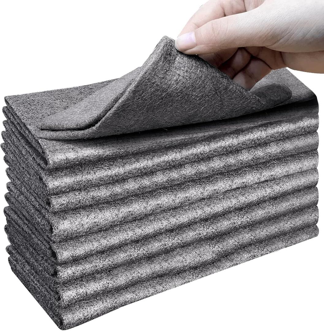 XANGNIER Thickened Magic Cleaning Cloth,8 Pcs Lint Free Cloth,Reusable Microfiber Cleaning Rag for Windows,Mirror,Glass,Car,Gray