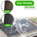 RENOOK Grill Mat Set of 6-100% Non-Stick Reusable Mats for Gas, Charcoal or Electric Grills - Easy to Clean - 15.75 x 13-Inch, Black