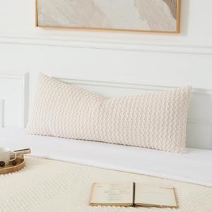 UGASA 14x36 Inch Pillow Cover Pack of 1 Soft Boho Stripe Corduroy Large Long Rectangle Lumbar Cushion Cover Farmhouse Decorative Throw Pilowcase for Bed, Couch, Sofa, Bedroom, Living Room, Cream