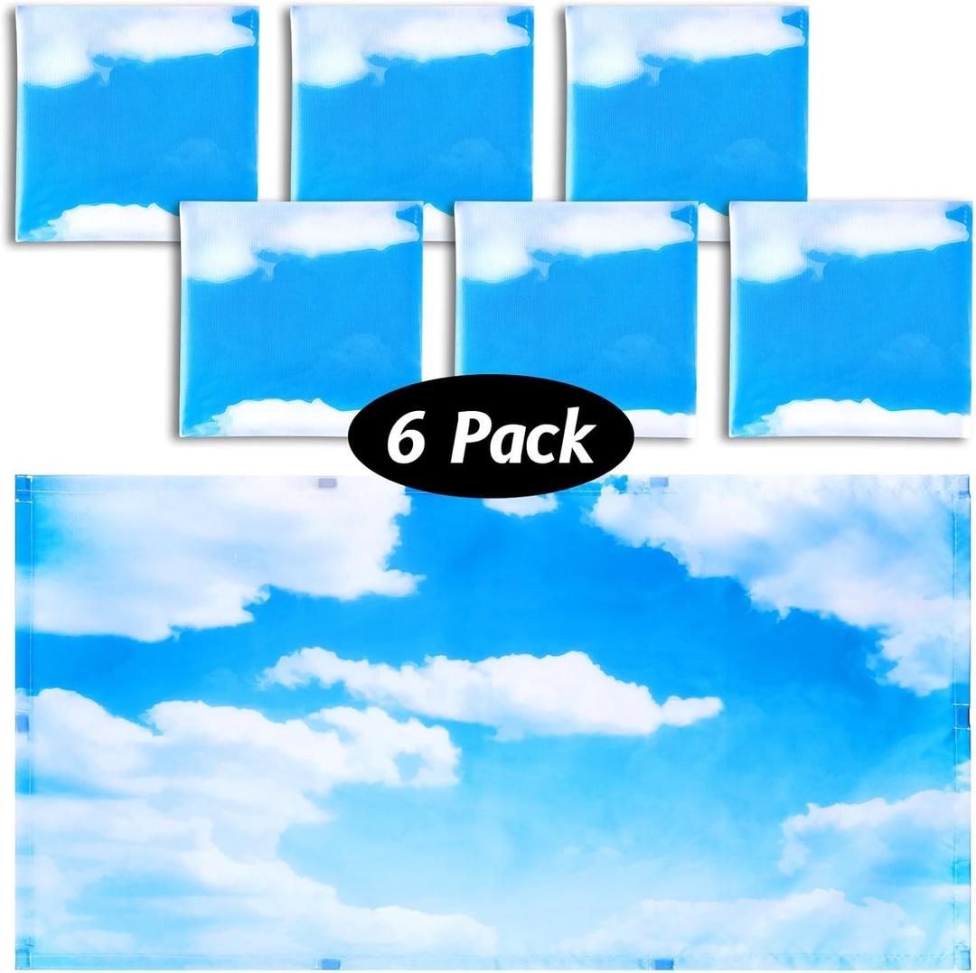 Hortsun 6 Pcs Magnetic Fluorescent Light Covers, 4 x 2 Feet Magnetic Classroom Light Covers for Fluorescent Shade, Drop Ceiling Lighting, School Office Classroom Decor(Sky Cloud)