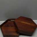 Snack Tray with Lid That Doubles as a Serving Tray - 13"x11" Acacia Wood Decorative Tray with 7 Compartments for Dry Fruits & Nuts, Hexagon Coffee Table or Ottoman Tray with Handles for Living Room