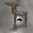 Outdoor Rattan Reindeer Lawn Decoration with LED Lights, Indoor/Outdoor Christmas Holiday Yard Decor Garden Display