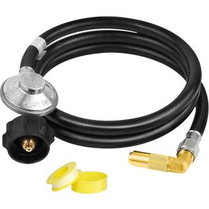 5 FT Propane Adapter Hose with Regulator for Blackstone 17/22-inch Griddle, Gas Grill Regulator and hose with 90 Degree Elbow Adapter for blackstone 5471 Griddle, QCC1 Inlet, CSA Certified