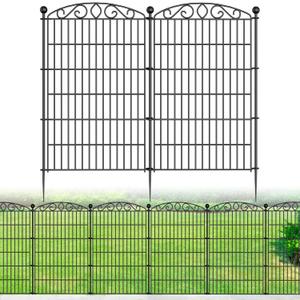 12 Panel No Dig Decorative Garden Fence - 42in H x 25.55ft L, Tall Animal Barrier for Dogs Rabbits, Rustproof Metal Wire Panels for Yard, Patio, and Outdoor Border Use