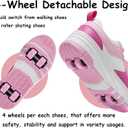 Roller Skate Shoes for Kids Girls Boys Detachable Wheeled Fashion Sneakers (5 Big Kid, Pink-white 1136)