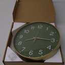 MEIRED Wall Clock 12 Inch Silent Non Ticking Battery Operated Round Wall Clock Modern Simple Style Decor Clock for Home/Office/School/Kitchen/Bedroom/Living Room, Olive Green and Gold