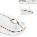 VssoPlor Wireless Mouse, 2.4G Slim Portable Computer Laptop Mouse with Nano Receiver Quiet Silent Optical Mice for Notebook, PC, Laptop, Computer-White and Gold
