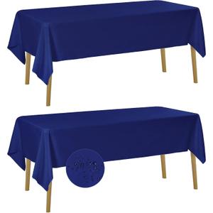 Fokitut 2 Pack Waterproof Rectangle Tablecloth, 60x102 Inch, Stain Resistant and Wrinkle Polyester Table Cloth, Fabric Table Cover for Kitchen Dining, Wedding, Party, Holiday Dinner-Royal Blue