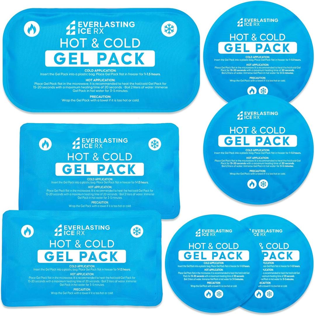 Reusable Hot and Cold Gel Ice Packs for Injuries - 7 Pack Variety Gel Ice Pack Set - Hot and Cold Therapy Solution for Injuries, Cold Packs for Pain Relief - Ice Packs for Injuries Reusable