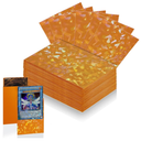 100 Count Orange Card Sleeves for Trading Cards, Perfect Fit Shiny MTG Card Sleeves, Holographic Card Sleeve Fit for Magic, Photocard, TCG, Baseball/Sports Cards, Yugioh Card, Game Card 66 * 91 mm