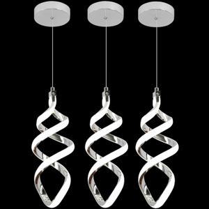 EIDISUNY 3 Packs Pendant Light, 15W Spiral Led Pendant Light, 4500K Modern Pendant Lights Kitchen Island, Adjustable Height Pendant Light for Dining Room Bedroom Kitchen Island Cafe (Chrome)