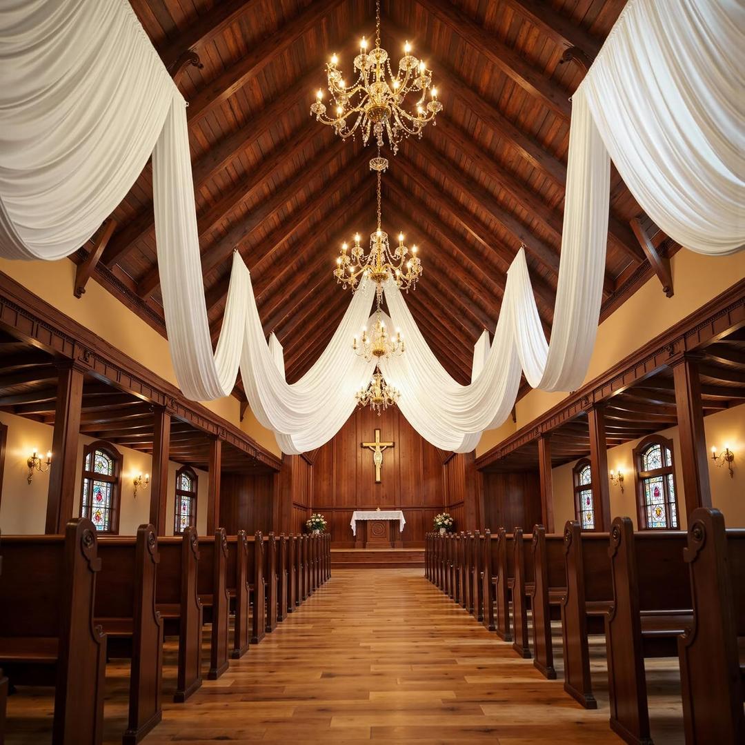 Party Village 8 Panels 5ftx30ft White Ceiling Drapes for Wedding Parties