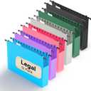Plastic Extra Capacity Legal Size Hanging File Folders,12 Pack Reinforced Legal Hanging Folders Expandable,Heavy Duty 2 Inch Expansion with Tabs,Filing Cabinet Folders for Bulky Files-Colorful (2" Expansion-assorted Colors)