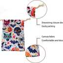 Halloween Bag 2 Pieces Printed Storage Drawstring Canvas Bag Halloween Theme Skull Bat (Multi)