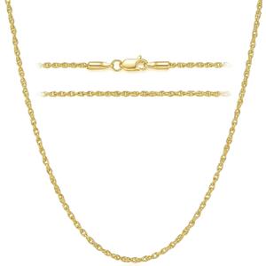 KROMPG 14k Gold Necklace for Women Men 1.5mm&2mm Rope Gold Chain Necklace