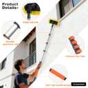 12FT Car Wash Brush with Long Handle, Car Cleaning Brush with 12" Soft Bristle and 12" Hard Bristle, 3-12Ft Telescopic Pole for Scratch-Free Cleaning Truck,RV, Boats,House Siding,Floors,Solar Panels