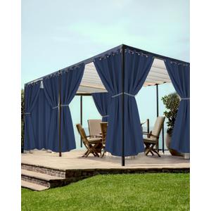 HolidayIdeas Grommet Outdoor Curtains for Patio Waterproof 8 Pcs All Weather Balcony Outside Curtains for Apartments, Gazebo, Pergolas, Porch, 54x120 Inch, Navy