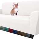 MAXIJIN Super Stretch Couch Cover for 3 Cushion Couch, 1-Piece Universal Sofa Covers Living Room Jacquard Spandex Furniture Protector Dogs Pet Friendly Fitted (Large, White)