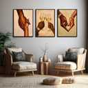 Black Couple Love Wall Art Black People Canvas Wall Decor African American Couple Art Pictures Afro Man Woman Poster Holding Hands Prints Painting for Bedroom Living Room 16x24 Inch Unframed Set of 3