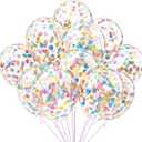 Rainbow Confetti Balloons, 25 Pcs 12 Inch Thickened Clear Latex Balloon with Confetti Inside for Birthday Party Baby Shower Graduation Engagement Bridal Shower Decorations Supplies (Paper Confetti)