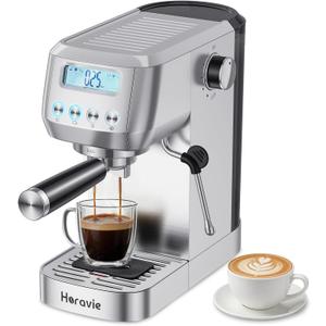 Horavie Ultra Espresso Machine with LCD Display, Espresso Maker with Powerful Milk Frother, Customizable Brewing Temperature, Professional Cappuccino & Latte Machine, Gift for Men & Women