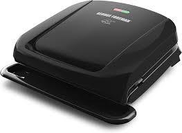 George Foreman 4Serving Removable Plate Electric Grill and Panini Press, George Tough NonStick Coating, Drip Tray Catches Grease, Black