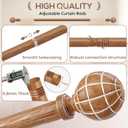 Wood Curtain Rods for Windows 4884 Inches, 1" Heavy Duty Adjustable Farmhouse Drapery Pole with Rustic Wood Grain Decorative Finials (30-881 pack, Walnut)