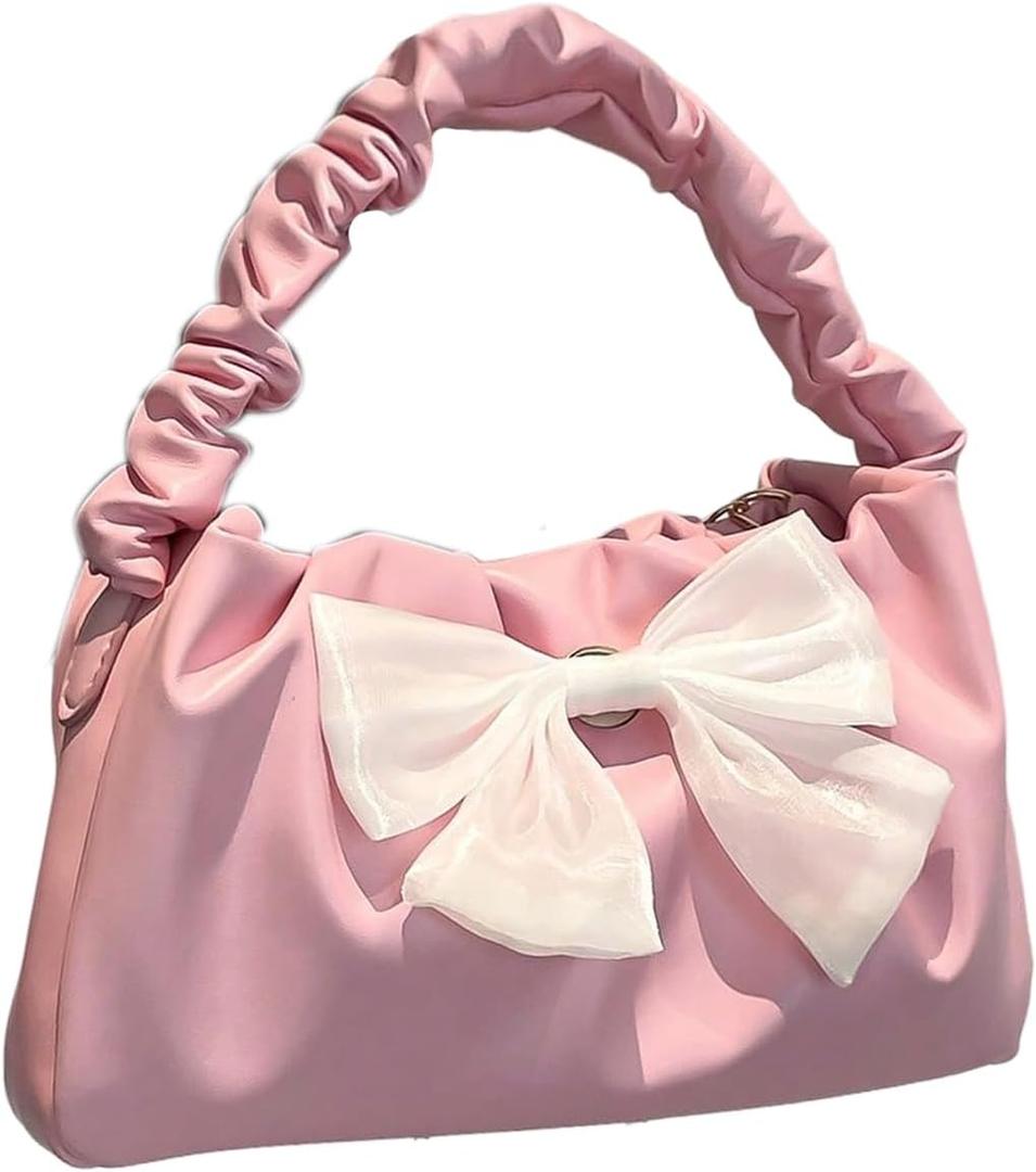 Verdusa Ladies Bow Ruffle Strap Handbag Elegant Top Handle Chain Crossbody Bag