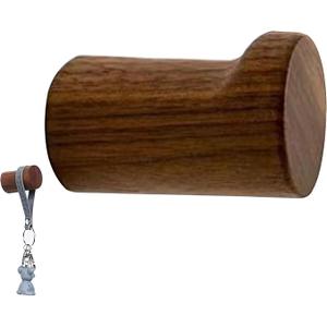 3 Pack Wood Wall Hooks, Solid Walnut 5.5 Inch Wall Mounted Wooden Coat Hooks Rustic Brown Wooden Pegs Entryway Organizer for Hats, Towels, Bags, Keys, Clothes(Brown)