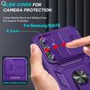 LeYi Compatible for Galaxy S24-FE Case: Samsung Galaxy S24 FE Case with Screen Protector X 2 Tempered Glass & Magnetic Stand, Dual Layer Protective S24FE Phone Case para Cell Android S 24 FE, Purple