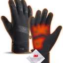 100% Waterproof Winter Gloves for Men Women Windproof Thermal with Touchscreen Finger, Anti-Slip Palm, Warm Hands for Cold Weather Running, Cycling, Driving, Hiking, Snow, Ski, Golf (Large, Black)