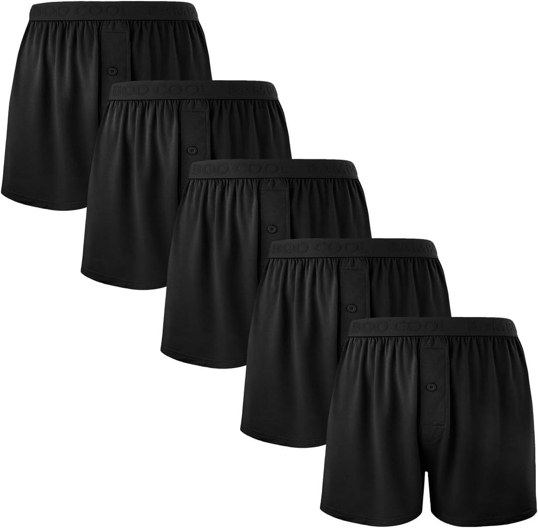 BAMBOO COOL Mens Boxer Shorts Underwear Soft Comfortable Breathable Knit Boxers Short for Men (5 Pack) XL