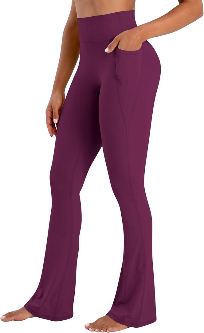 Sunzel No Front Seam Flare Leggings for Women with Pockets Hidden Butt Lifting Scrunch Tummy Control Mini Flared Yoga Pants (Medium)