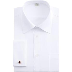 J.VER Men's French Cuff Dress Shirts Regular Fit Long Sleeve Spread Collar Metal Cufflink (19.5" Neck 37"-38" Sleeve, White)