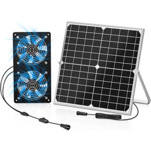 TIMEBAL Solar Exhaust Fan for Shed, 350 CFM High Airflow Solar Vent Fan with Dual Waterproof Fans, Outdoor Ventilation for Chicken Coop, Greenhouse, Dog House Cooling