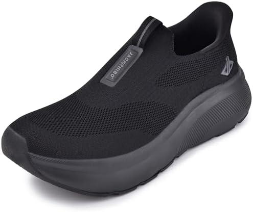 JACKSHIBO Mens Slip in Free up Hands Shoes Wide Toe Box Arch Support Orthopedic Walking Sneakers Cushioned Thick Zero Drop Sole Metatarsal Pads