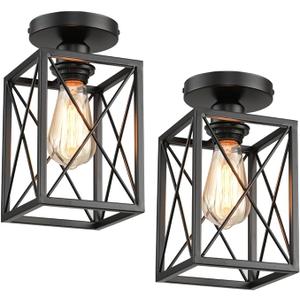 Ceiling Light Fixtures Flush Mount Black Hallway Light Fixtures Ceiling Rustic Farmhouse Island Light Fixtures,Farmhouse Black Metal Frame Light Fixture