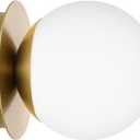 1 Pack Gold Wall Sconce, Modern Bathroom Sconce with Milky Globe Glass, Wall Light for Bathroom Mirror, Living Room, Hallway (Bulb Not Included) (6 x 6 inches x 1 pieces)