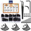 600 Pcs M3 Screws Assortment Kit, M3x 6/8/10/12/16/20/25/30mm M3 Screw Kits 12.9 Alloy Steel Nuts and Bolts Assortment Kit Black Zinc Plated Hex Socket Head Screws Nuts Bolts and Washers Set
