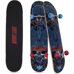Tony Hawk 31 inch Skateboard, Tony Hawk Signature Series 2, 9-ply Maple Deck Skateboard for Cruising, Carving, Tricks and Downhill, Neon Crypto