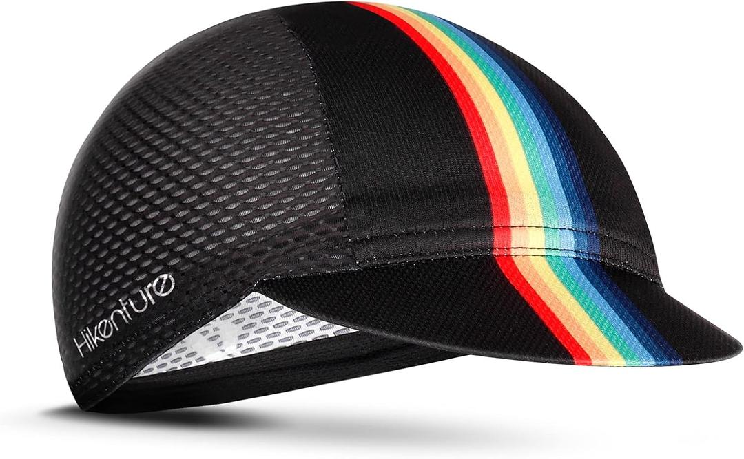 Hikenture Cycling Cap,Cooling Skull Cap Bike Hat with Sun Visor, Summer Breathable Helmet Liner Biking Cap for Men Women (One Size, Black)