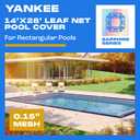 Yankee Pool Leaf Net Cover for 12x24 Ft. Rectangular In-Ground Swimming Pool- Heavy-Duty 0.15”, Net to Protect from Leaves, Debris | Leaf Catcher to Prevent Clogging