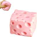 Pink Cheese Squishy, Squeeze Cheese Toys with Soft Skin-Feel for Stress & Anxiety Relief Fidget (Pink-2.76IN)
