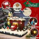 Resin Christmas Village Building, Fire Station with LED Lights & Multiple Music Tracks, Collectible Buildings Decoration with Snow, Indoor Home & Desktop Holiday Gift (10" H x 11" W x 7.5" D)