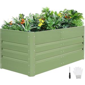 1MORE Raised Garden Bed -Galvanized Planter Box for Outdoor Gardening and Planting, Ideal for Vegetables and Plants.Green-1Pcak (1pack-4X2X1.8)