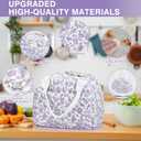 TESAFNG Lunch Bag - Insulated Lunch Box for Women, Reusable Large Capacity Cooler Bag for Adult, Small Leakproof Cute Corduroy Lunch Tote for Work Office Travel Picnic (Corduroy Purple-Flower)