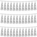 3P Silver Foil Fringe Metallic Tassel Streamers Banner Tassel Garland for Parade Floats, Bachelorette, Wedding, Birthday, Halloween, Christmas, Bridal/Baby Shower Party Decorations