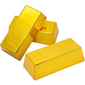 3pcs Fake Gold Bar Replica Golden Brick for Stage Decoration Pirate Costume Party Supplies, Bank Pretend Play (6.5 Inch).