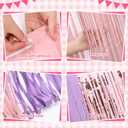 2 Pack Rose Gold Purple Backdrop Curtains 3.28 x 6.56 ft Foil Fringe Tinsel Streamers Singer Birthday Party Decorations Magical Music Themed Party Supplies for Women Bridal Bachelorette